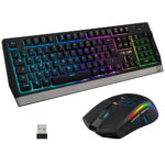 Pack Clavier Souris Sans Fil Gamer Noir Rechargeable Rgb | Qwertz De Rétroéclairé | Gaming