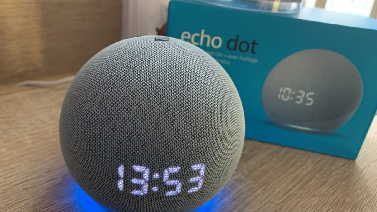 Echo Dot avec horloge (4e génération)(Boîte ouverte